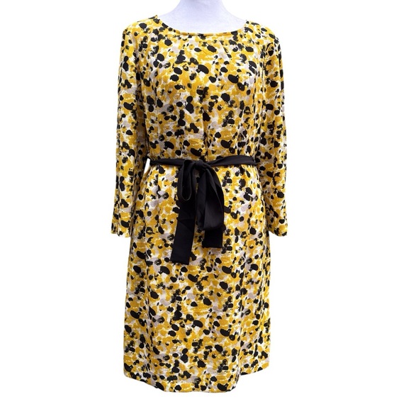 H&M Dresses & Skirts - H&M Abstract Brushed Floral Yellow Crepe Dress | (US 12*)